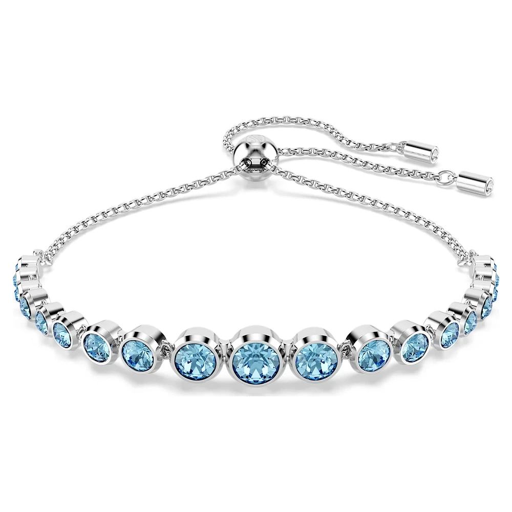 Imber Tennis bracelet, Mixed round cuts, Blue, Rhodium plated by SWAROVSKI