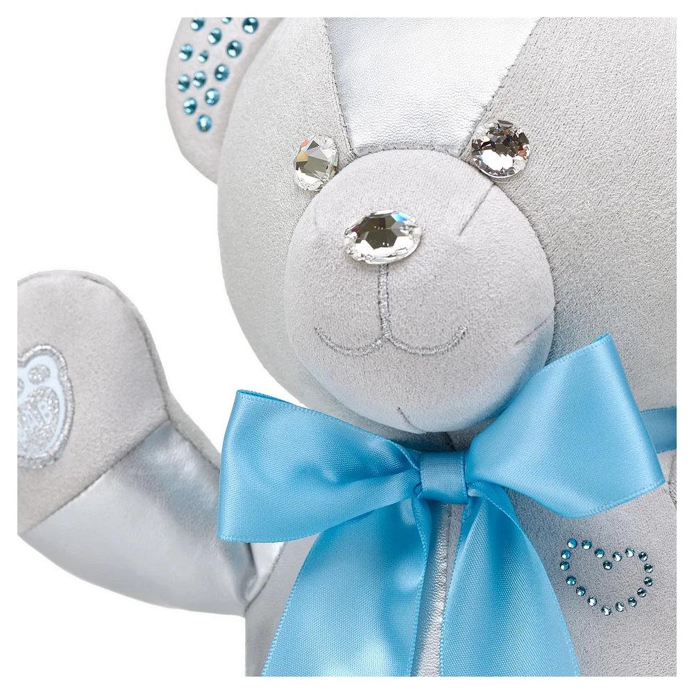 Build-A-Bear Birthstone Bear collectible, Featuring Swarovski® crystals, Teddy bear, March, Light blue by SWAROVSKI