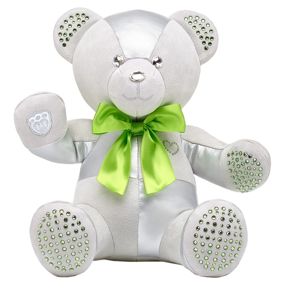 Build-A-Bear Birthstone Bear collectible, Featuring Swarovski® crystals, Teddy bear, August, Light green by SWAROVSKI