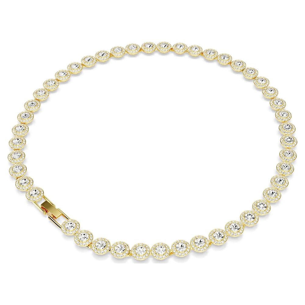 Una Angelic Tennis necklace, Round cut, White, Gold-tone plated by SWAROVSKI