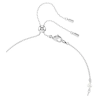 Ariana Grande x Swarovski Y necklace, Mixed cuts, Crystal pearl, Heart, White, Rhodium plated by SWAROVSKI