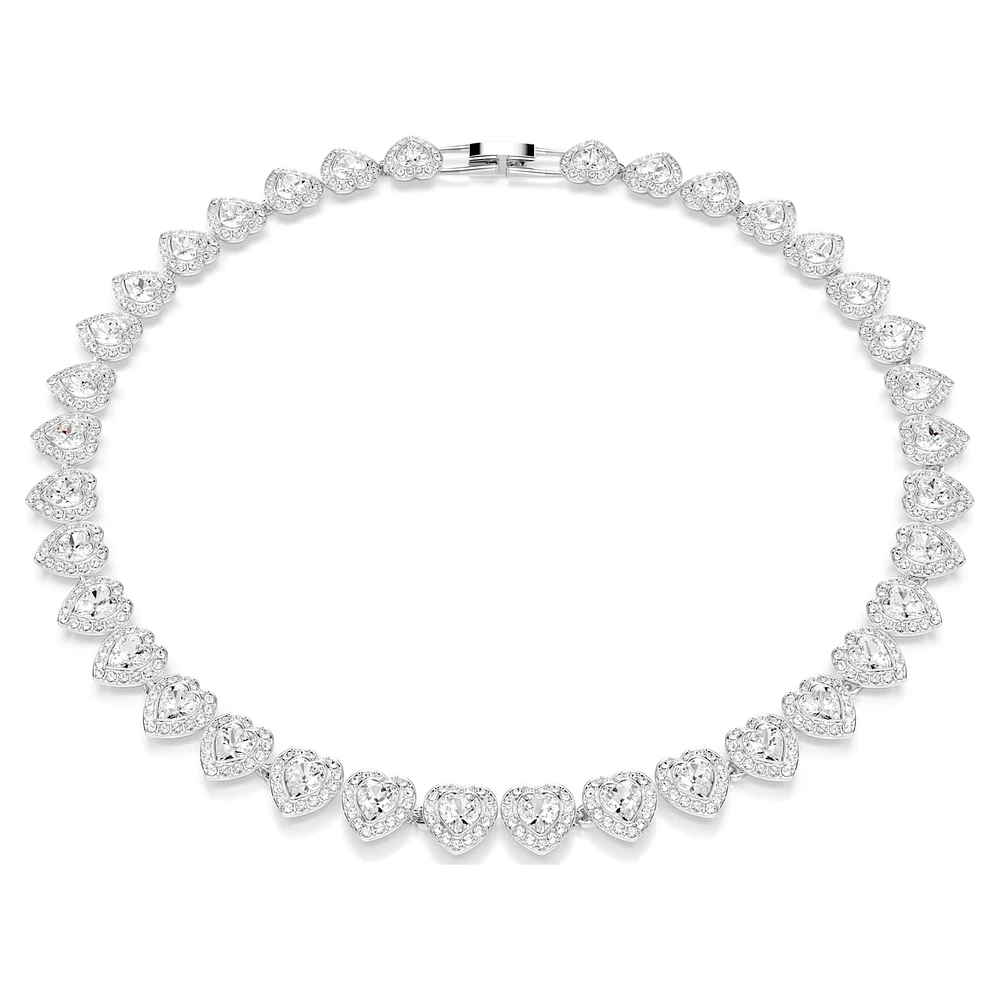 Ariana Grande x Swarovski Tennis necklace, Mixed cuts, Heart, White, Rhodium plated by SWAROVSKI
