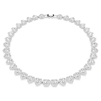 Ariana Grande x Swarovski Tennis necklace, Mixed cuts, Heart, White, Rhodium plated by SWAROVSKI