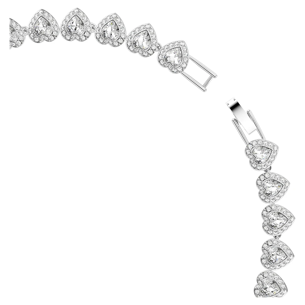 Ariana Grande x Swarovski Tennis necklace, Mixed cuts, Heart, White, Rhodium plated by SWAROVSKI