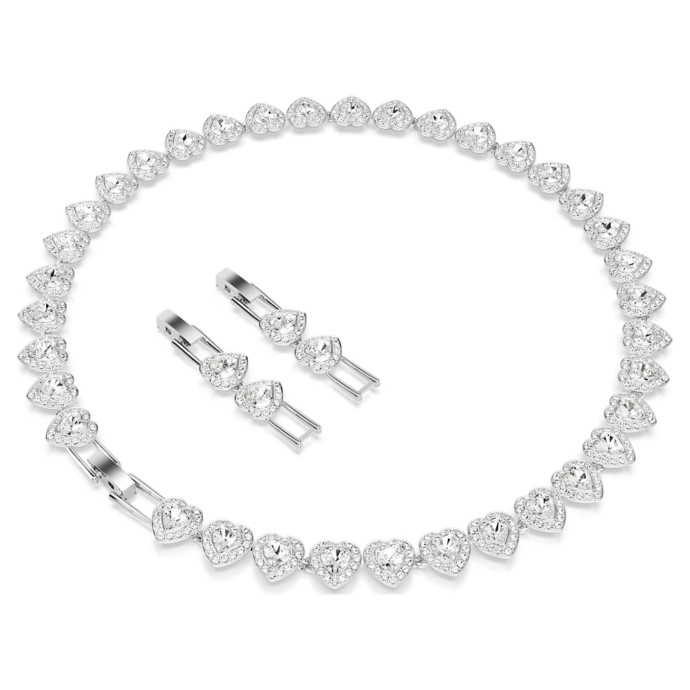 Ariana Grande x Swarovski Tennis necklace, Mixed cuts, Heart, White, Rhodium plated by SWAROVSKI