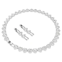 Ariana Grande x Swarovski Tennis necklace, Mixed cuts, Heart, White, Rhodium plated by SWAROVSKI