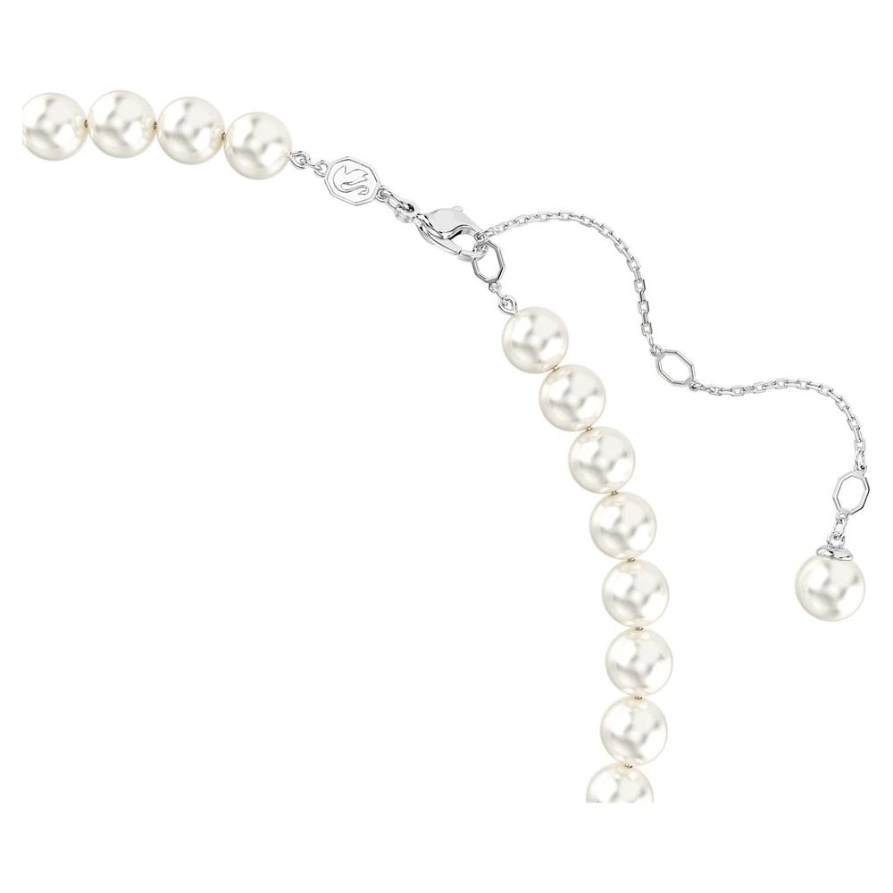 Ariana Grande x Swarovski necklace, Crystal pearl, Heart cut, Heart, White, Rhodium plated by SWAROVSKI