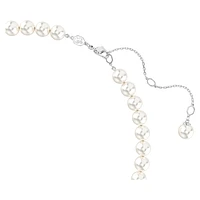 Ariana Grande x Swarovski necklace, Crystal pearl, Heart cut, Heart, White, Rhodium plated by SWAROVSKI