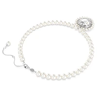 Ariana Grande x Swarovski necklace, Crystal pearl, Heart cut, Heart, White, Rhodium plated by SWAROVSKI
