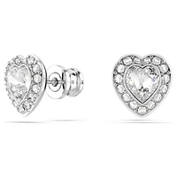 Ariana Grande x Swarovski stud earrings, Mixed cuts, Heart, White, Rhodium plated by SWAROVSKI
