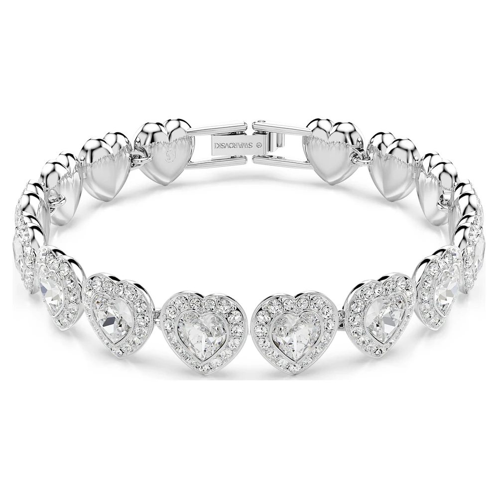 Ariana Grande x Swarovski Tennis bracelet, Mixed cuts, Heart, White, Rhodium plated by SWAROVSKI
