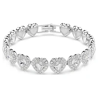 Ariana Grande x Swarovski Tennis bracelet, Mixed cuts, Heart, White, Rhodium plated by SWAROVSKI
