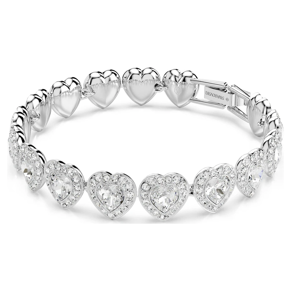Ariana Grande x Swarovski Tennis bracelet, Mixed cuts, Heart, White, Rhodium plated by SWAROVSKI