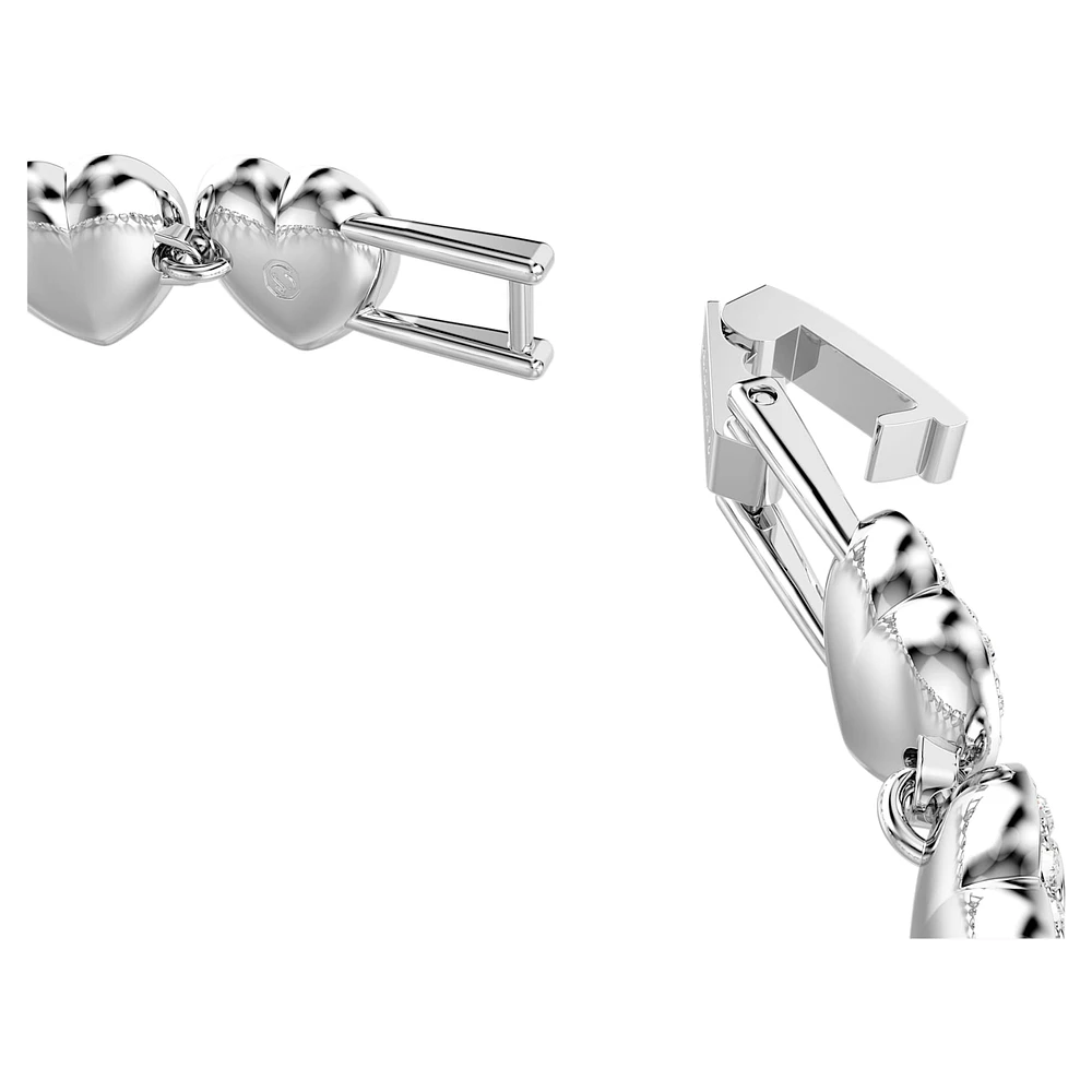 Ariana Grande x Swarovski Tennis bracelet, Mixed cuts, Heart, White, Rhodium plated by SWAROVSKI