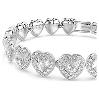 Ariana Grande x Swarovski Tennis bracelet, Mixed cuts, Heart, White, Rhodium plated by SWAROVSKI