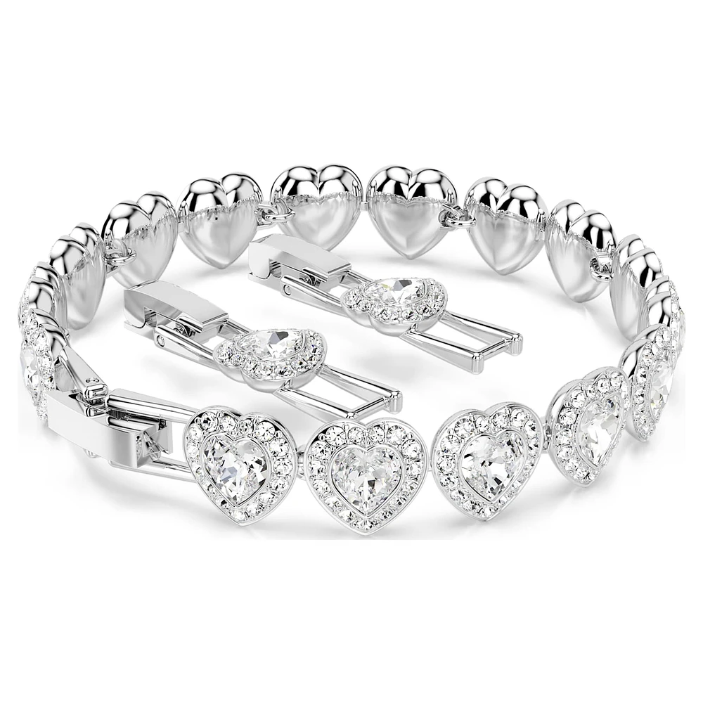 Ariana Grande x Swarovski Tennis bracelet, Mixed cuts, Heart, White, Rhodium plated by SWAROVSKI