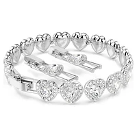 Ariana Grande x Swarovski Tennis bracelet, Mixed cuts, Heart, White, Rhodium plated by SWAROVSKI