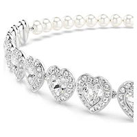 Ariana Grande x Swarovski Tennis choker, Mixed cuts, Crystal pearl, Heart, White, Rhodium plated by SWAROVSKI