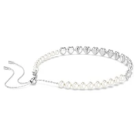 Ariana Grande x Swarovski Tennis choker, Mixed cuts, Crystal pearl, Heart, White, Rhodium plated by SWAROVSKI