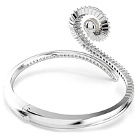 Ariana Grande x SWAROVSKI bangle, Crystal pearl, Baguette cut, White, Rhodium plated by