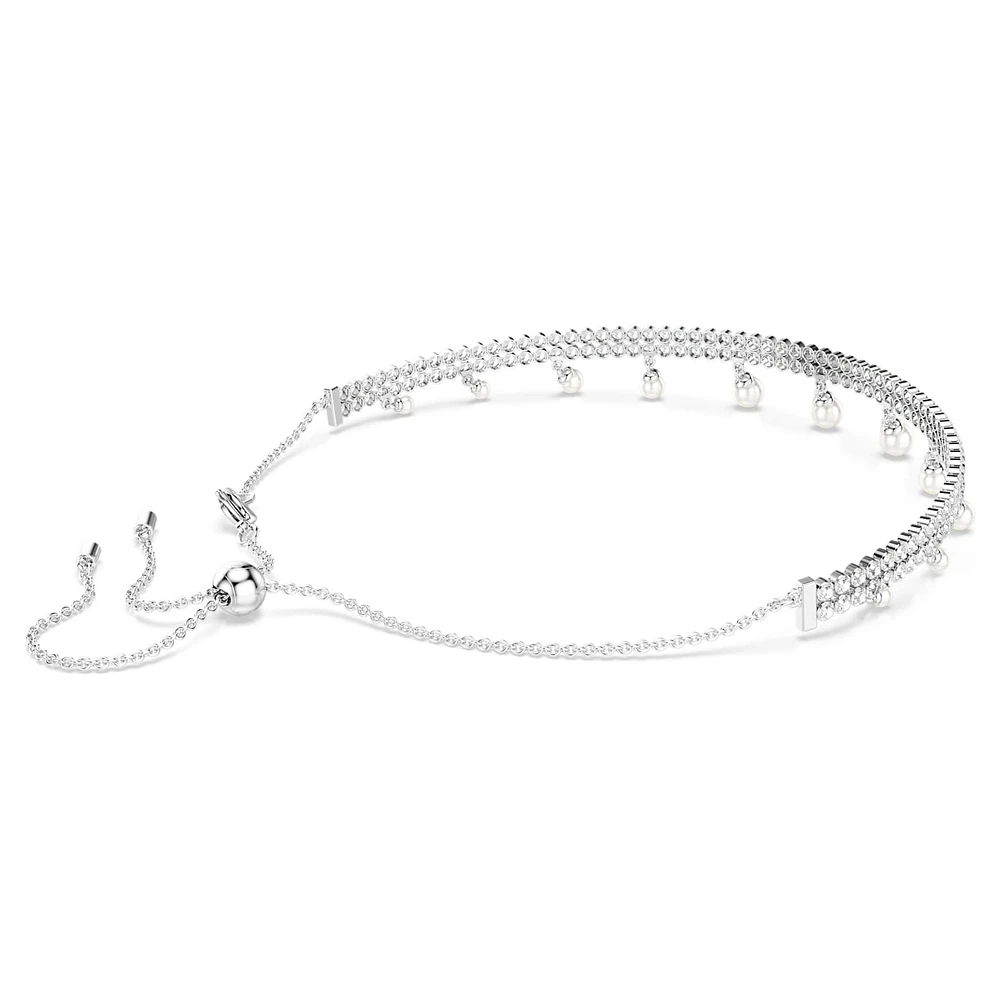 Ariana Grande x Swarovski choker, Crystal pearl, Round cut, White, Rhodium plated by SWAROVSKI