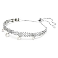 Ariana Grande x Swarovski bracelet, Crystal pearl, Round cut, White, Rhodium plated by SWAROVSKI
