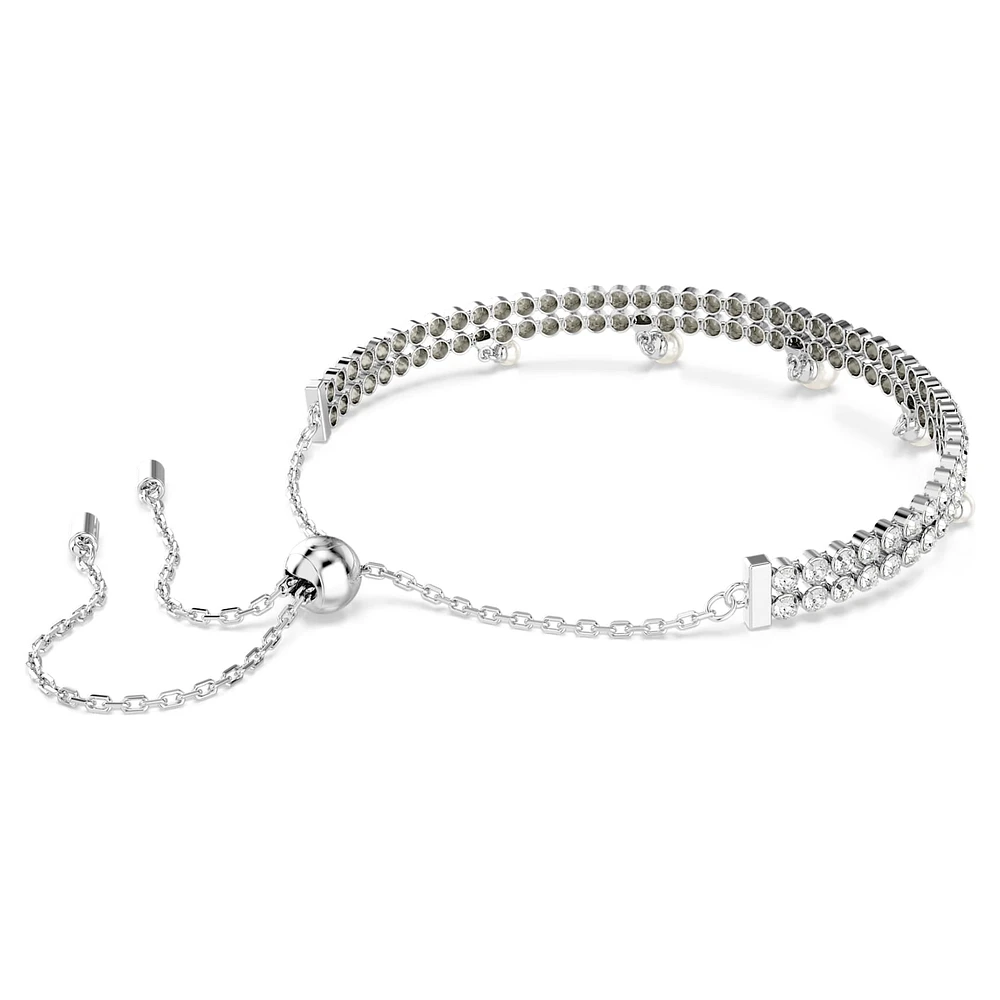 Ariana Grande x Swarovski bracelet, Crystal pearl, Round cut, White, Rhodium plated by SWAROVSKI