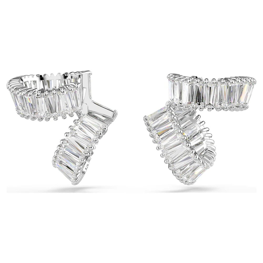 Ariana Grande x Swarovski ear cuffs, Baguette cut, White, Rhodium plated by SWAROVSKI