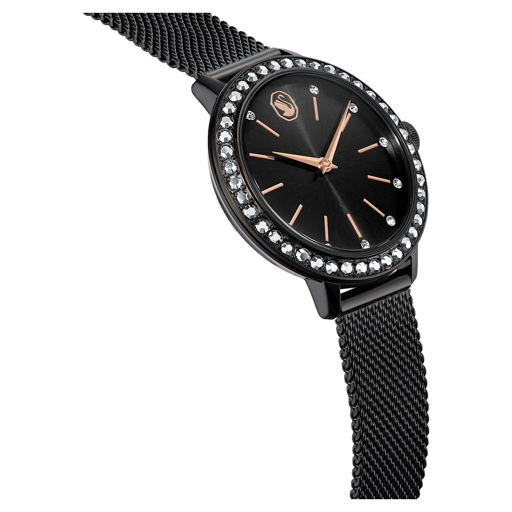 Certa watch, Metal bracelet, Black, Black finish by SWAROVSKI