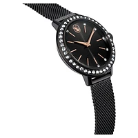 Certa watch, Metal bracelet, Black, Black finish by SWAROVSKI