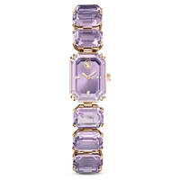 Watch, Octagon cut bracelet, Purple, Champagne gold-tone finish by SWAROVSKI