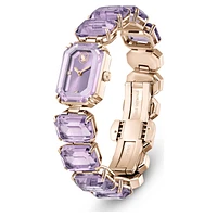 Watch, Octagon cut bracelet, Purple, Champagne gold-tone finish by SWAROVSKI