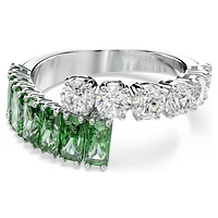 Matrix ring, Mixed cuts, Green, Rhodium plated by SWAROVSKI