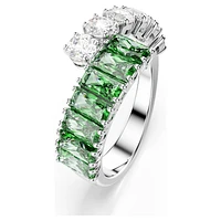 Matrix ring, Mixed cuts, Green, Rhodium plated by SWAROVSKI