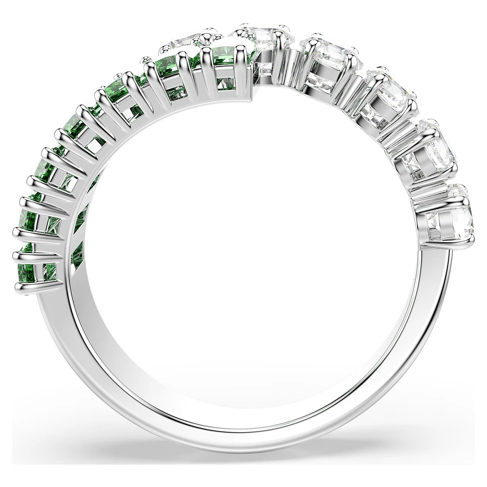 Matrix ring, Mixed cuts, Green, Rhodium plated by SWAROVSKI