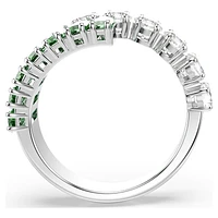 Matrix ring, Mixed cuts, Green, Rhodium plated by SWAROVSKI
