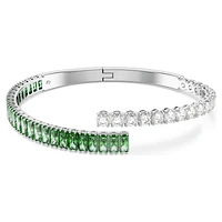 Matrix bangle, Mixed cuts, Green, Rhodium plated by SWAROVSKI