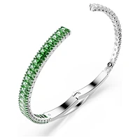 Matrix bangle, Mixed cuts, Green, Rhodium plated by SWAROVSKI