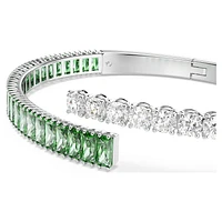 Matrix bangle, Mixed cuts, Green, Rhodium plated by SWAROVSKI