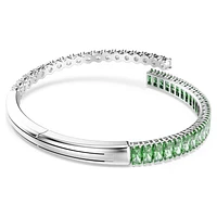 Matrix bangle, Mixed cuts, Green, Rhodium plated by SWAROVSKI