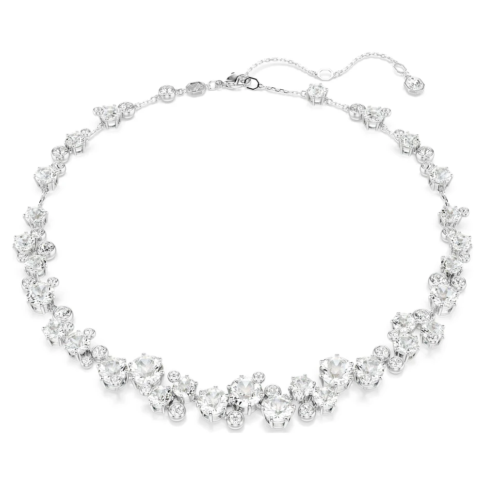Constella necklace, Round cut, White, Rhodium plated by SWAROVSKI