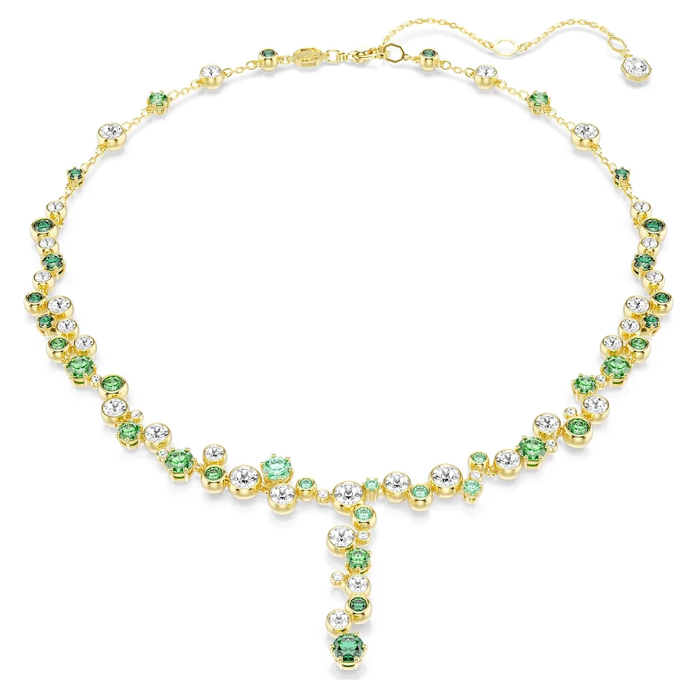 Constella Y necklace, Mixed cuts, Green, Gold-tone plated by SWAROVSKI