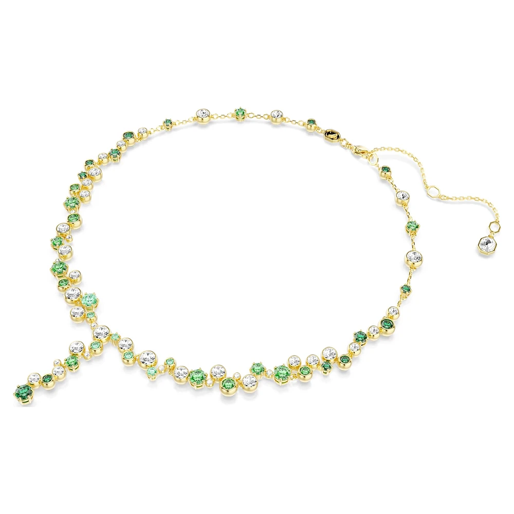 Constella Y necklace, Mixed cuts, Green, Gold-tone plated by SWAROVSKI
