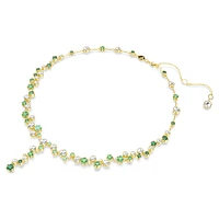 Constella Y necklace, Mixed cuts, Green, Gold-tone plated by SWAROVSKI