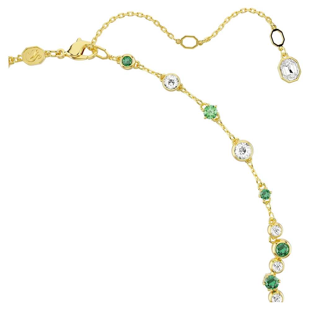 Constella Y necklace, Mixed cuts, Green, Gold-tone plated by SWAROVSKI