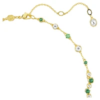 Constella Y necklace, Mixed cuts, Green, Gold-tone plated by SWAROVSKI