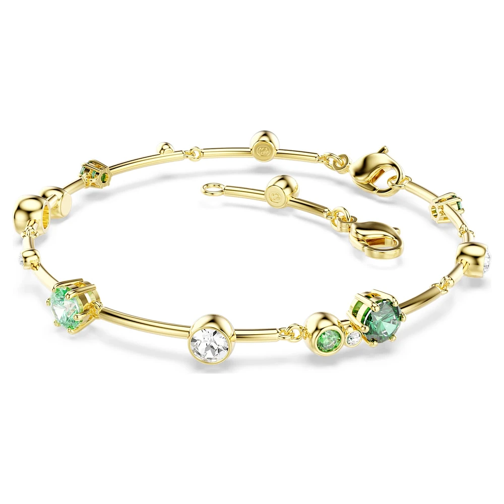 Constella bracelet, Mixed cuts, Green, Gold-tone plated by SWAROVSKI