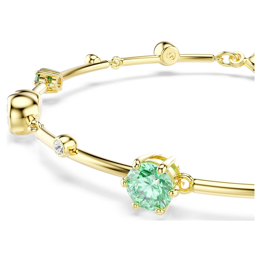 Constella bracelet, Mixed cuts, Green, Gold-tone plated by SWAROVSKI