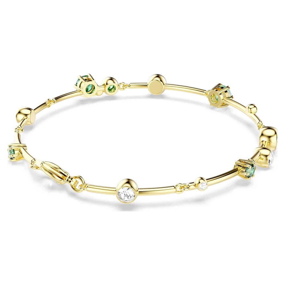 Constella bracelet, Mixed cuts, Green, Gold-tone plated by SWAROVSKI