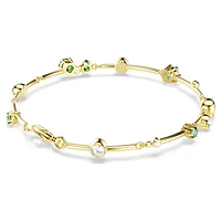 Constella bracelet, Mixed cuts, Green, Gold-tone plated by SWAROVSKI